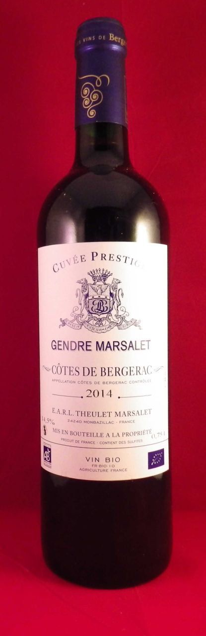 BIO - Gendre Marsalet - Côtes de Bergerac - Fanny Monbouché - Rouge 75cl