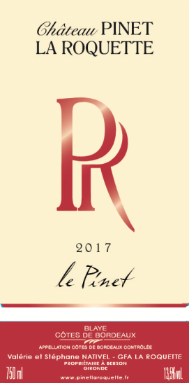 Le Pinet - Côtes de Blaye - Stéphane et Valérie Nativel - Rouge 75cl